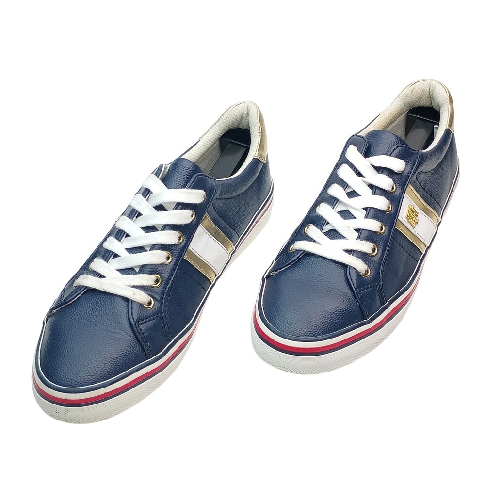 Tommy Hilfiger Men Navy Blue Gold TWFENTI-F Low Top Lace Up Sneakers Size 9M